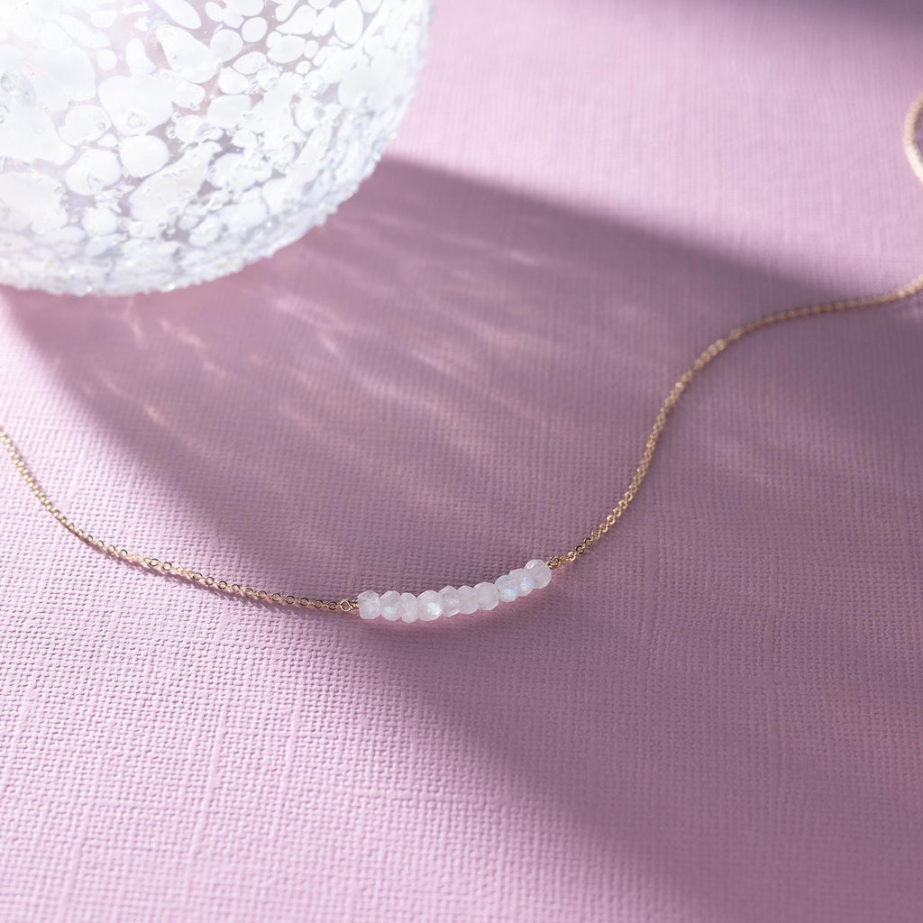 Rainbow Moonstone Necklace - Birthday gift - Natural Gemstone Jewelry - Mothers Day gift - Layering Necklace - Gift For Her Crystal Necklace