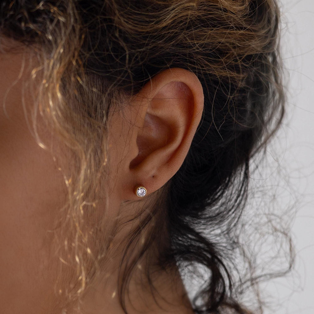 White Sapphire Studs - Sterling Silver - Gold Filled - Lab Grown Sapphires - Diamond Stud - Gift For Her - Dainty Everyday Crystal Earrings