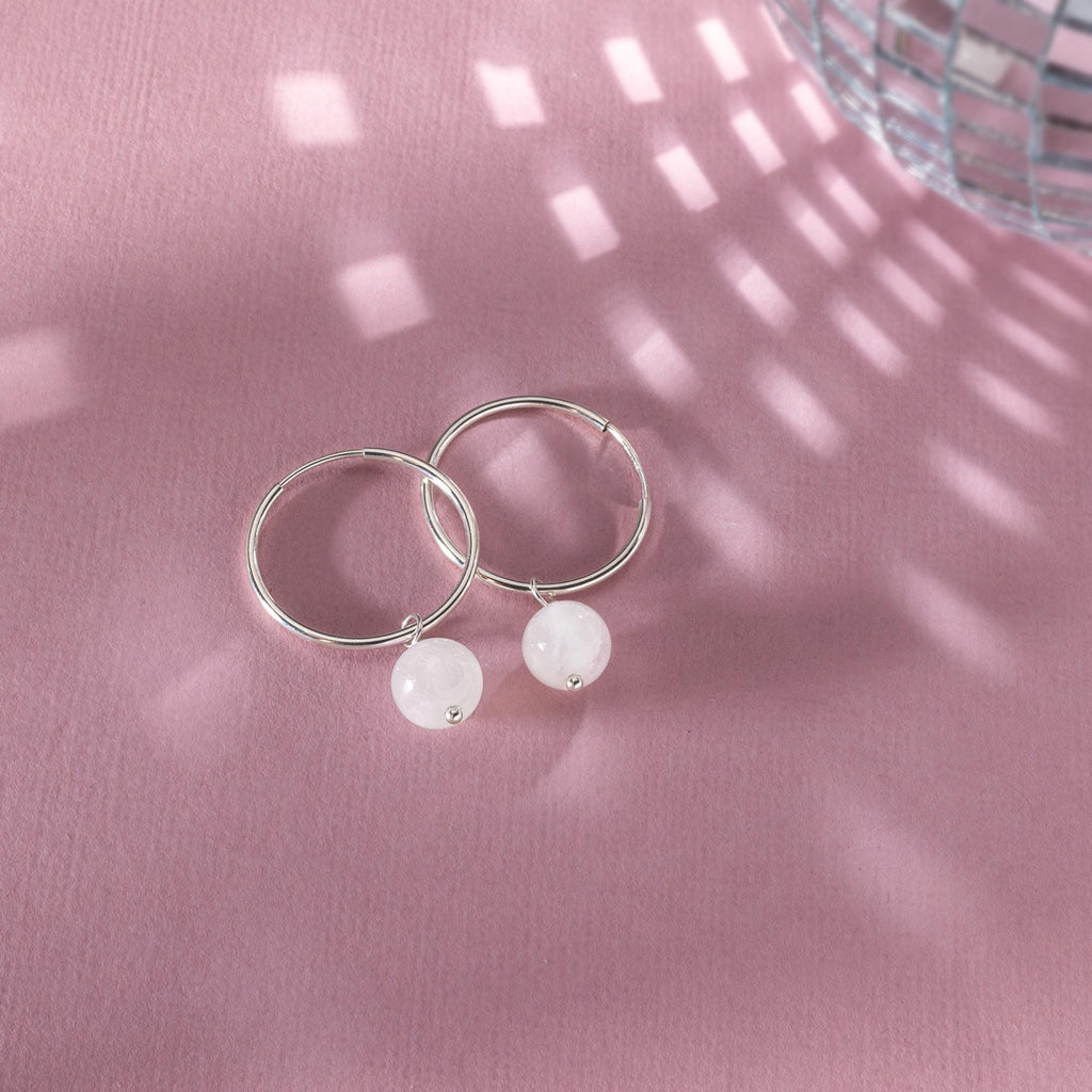 Minimalist Hoop Earrings – Moonstone Earrings – Waterproof Gold Hoops Wedding Earrings for Bridesmaids – Wedding Gift Statement Simple Hoops