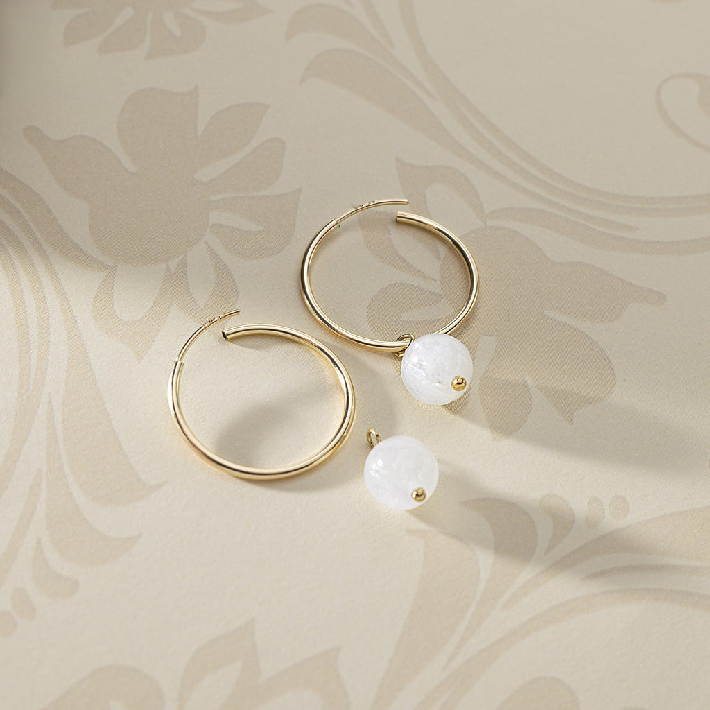 Minimalist Hoop Earrings – Moonstone Earrings – Waterproof Gold Hoops Wedding Earrings for Bridesmaids – Wedding Gift Statement Simple Hoops