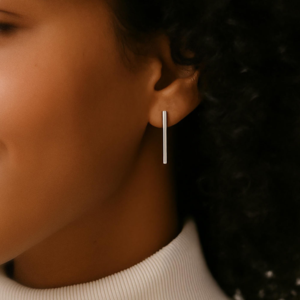 Sterling Silver Bar Stud Earrings – Minimalist Stud Earrings – Dainty Earrings – Bridesmaid Proposal – Anniversary or Birthday Gift for Her
