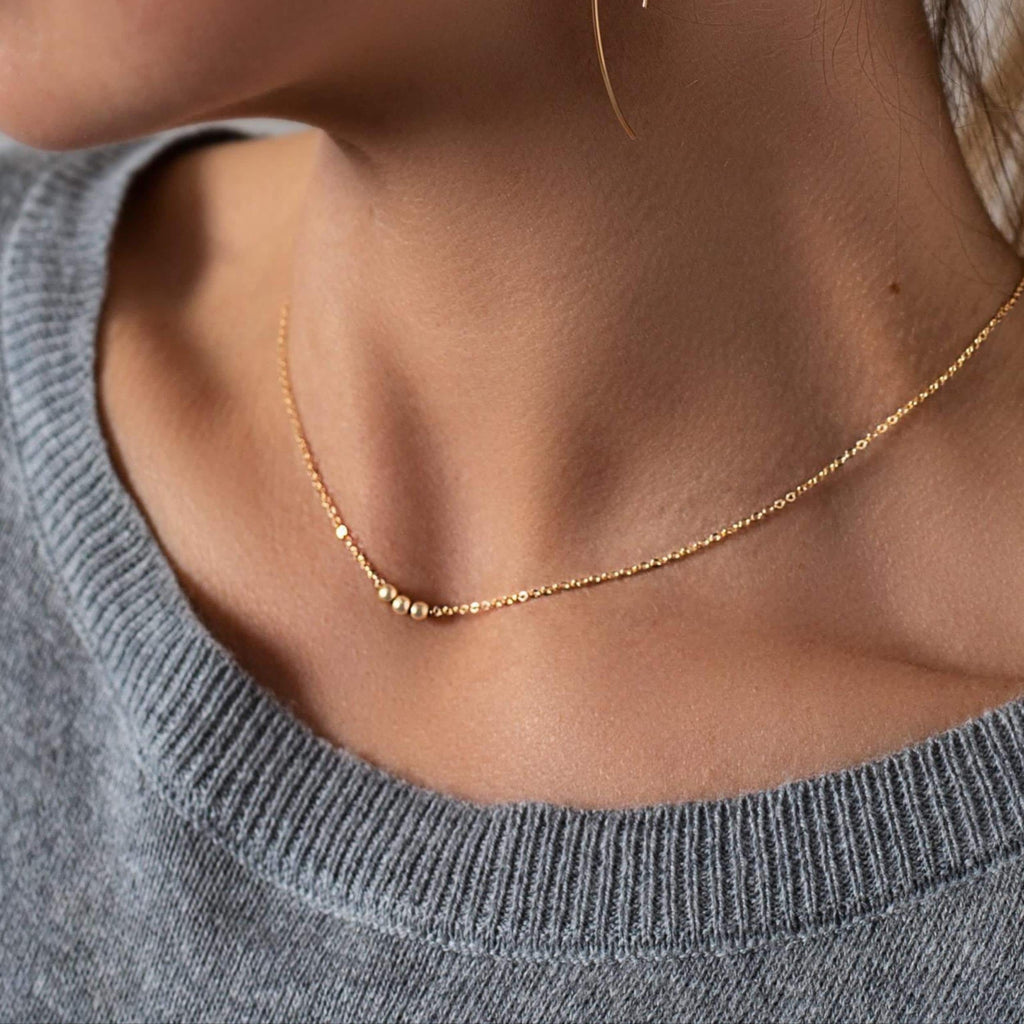 Wish Necklace - Dainty Beaded Necklace - Minimalist Gold Filled Jewelry - Layering Necklace - Gift For Her - Meaningful Everyday Gift