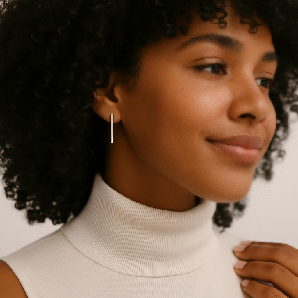 Sterling Silver Bar Stud Earrings – Minimalist Stud Earrings – Dainty Earrings – Bridesmaid Proposal – Anniversary or Birthday Gift for Her