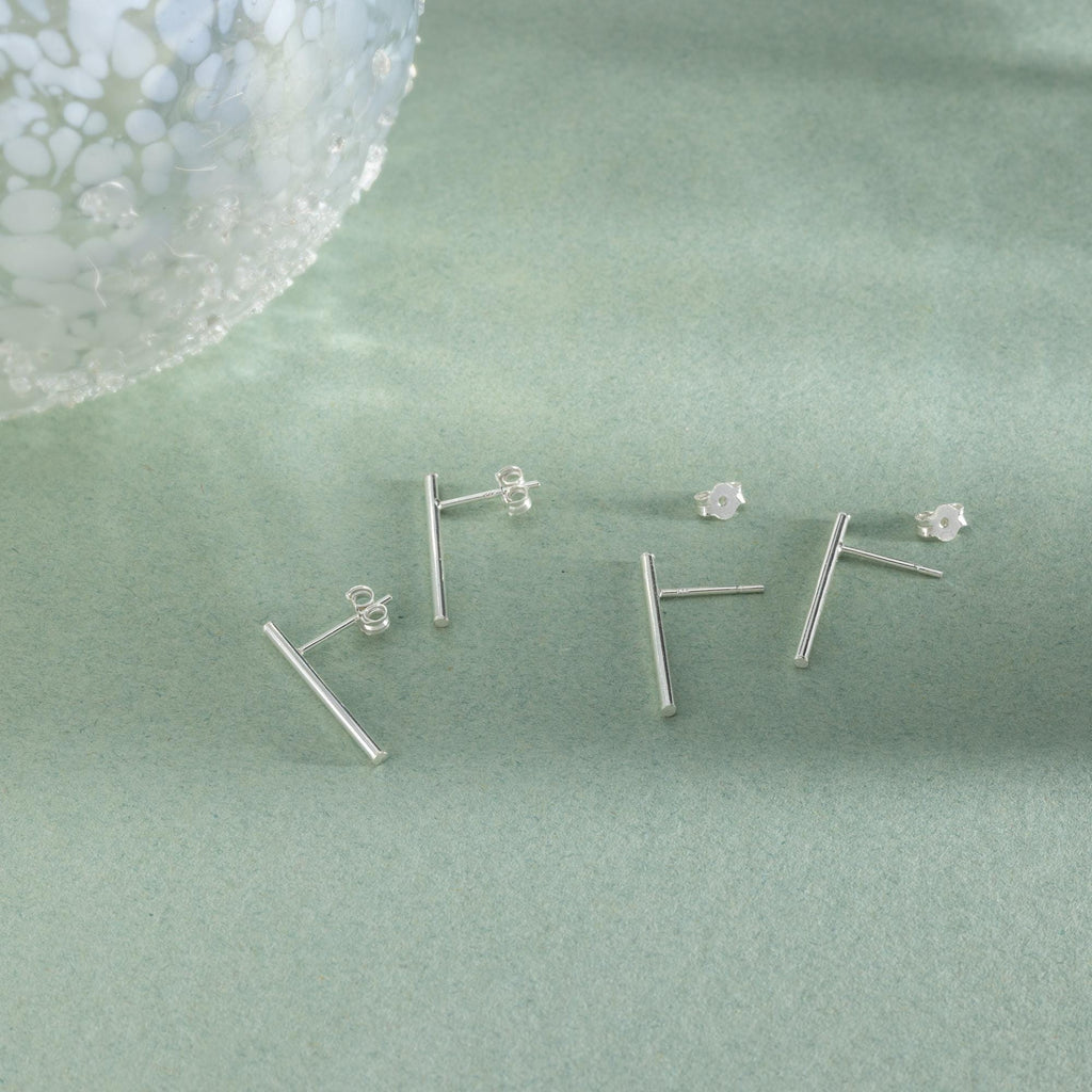 Sterling Silver Bar Stud Earrings – Minimalist Stud Earrings – Dainty Earrings – Bridesmaid Proposal – Anniversary or Birthday Gift for Her