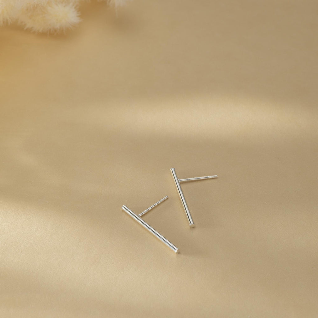 Sterling Silver Bar Stud Earrings – Minimalist Stud Earrings – Dainty Earrings – Bridesmaid Proposal – Anniversary or Birthday Gift for Her
