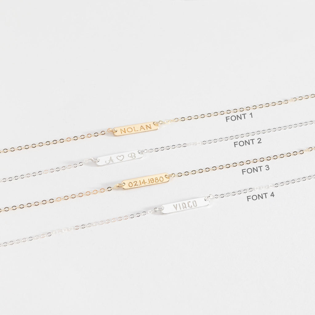Custom Bracelet – Personalized Gift For Women – Waterproof Jewelry – Engraved Bracelet – Dainty Gold Filled Or Sterling Silver