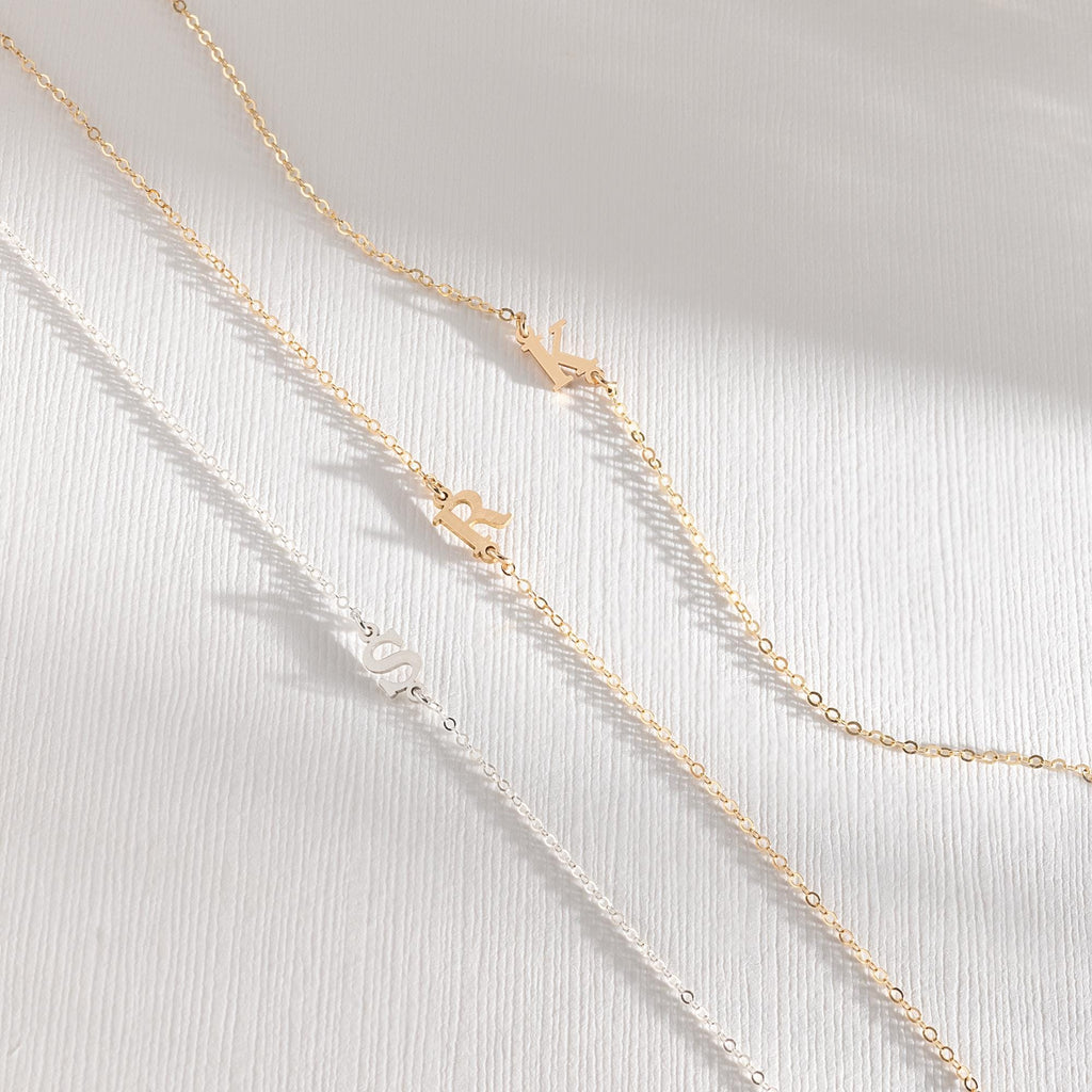 Personalized Letter Bracelet: Dainty Initial in 14k Gold Filled or Silver