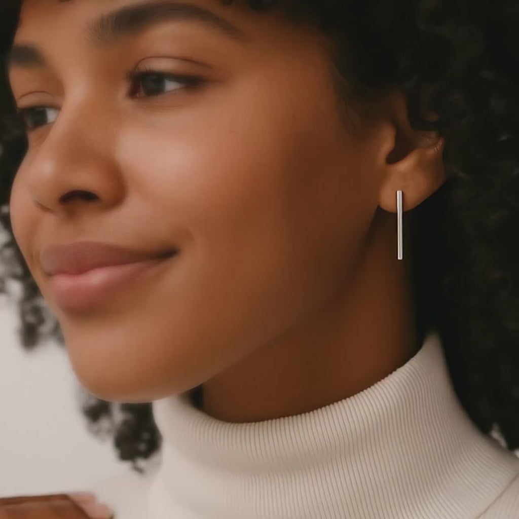 Sterling Silver Bar Stud Earrings